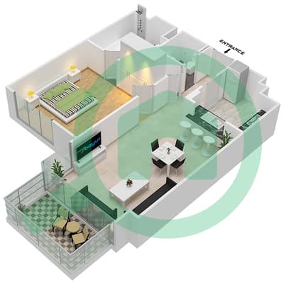 贝尔维尤2号大厦 - 1 卧室公寓类型／单位4/4戶型图