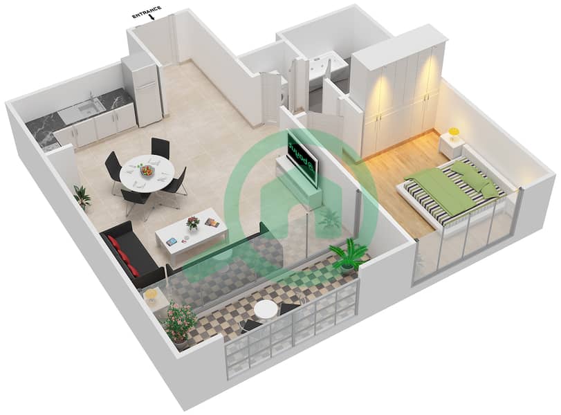 17 Icon Bay - 1 Bedroom Apartment Unit 5 FLOOR 24-41 Floor plan Floor 24-41 interactive3D