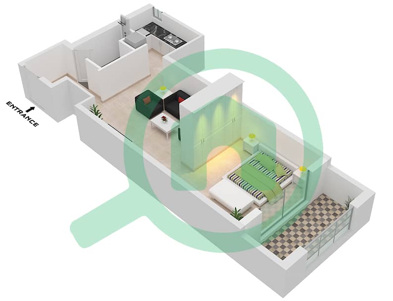 Spanish Tower - Studio Apartment Unit 1 FLOOR 1-3 Floor plan Floor 1-3 interactive3D