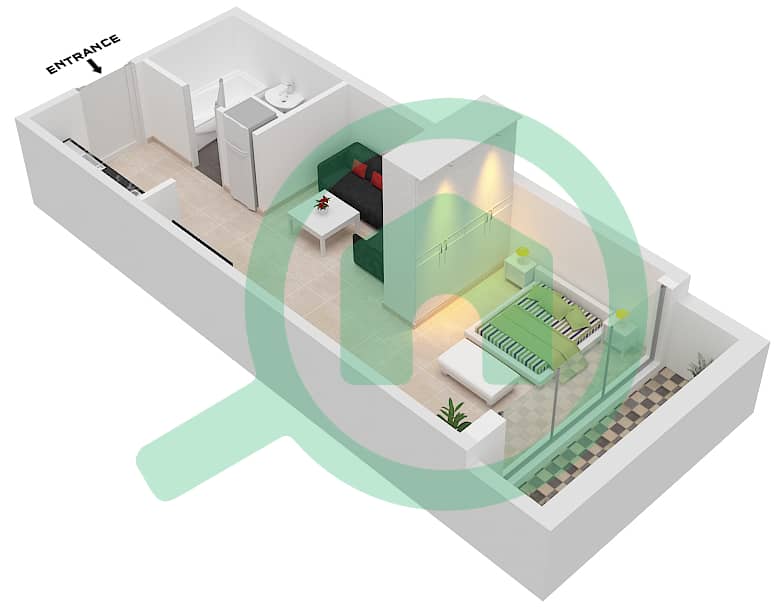 西班牙安达鲁西亚公寓 - 单身公寓单位2 FLOOR 1-2戶型图 Floor 1-2 interactive3D