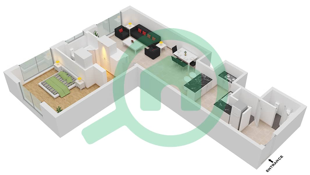 Spanish Tower - 1 Bedroom Apartment Unit 4 FLOOR 1 Floor plan Floor 1 interactive3D