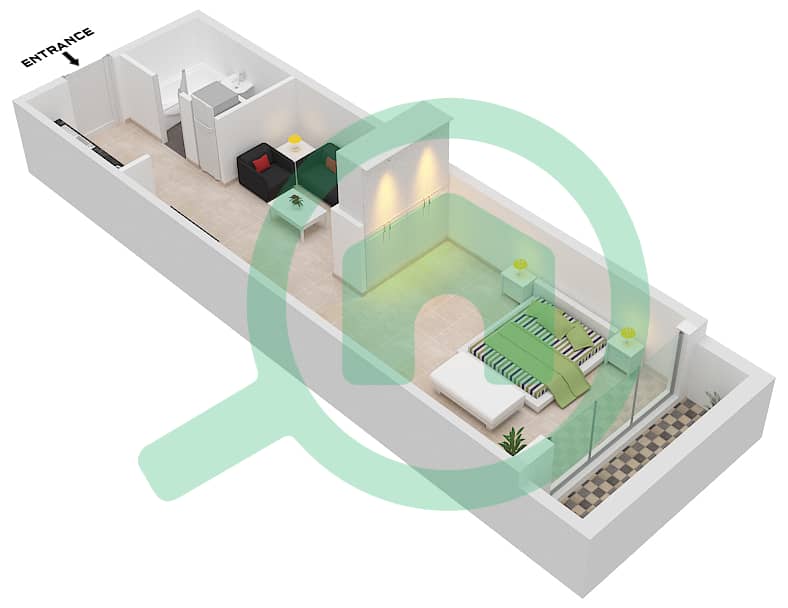 西班牙安达鲁西亚公寓 - 单身公寓单位5 FLOOR 1戶型图 Floor 1 interactive3D