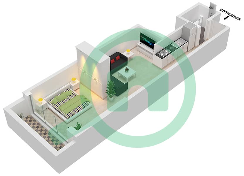 Испанский Андалузский - Апартамент Студия планировка Единица измерения 6 FLOOR 1 Floor 1 interactive3D