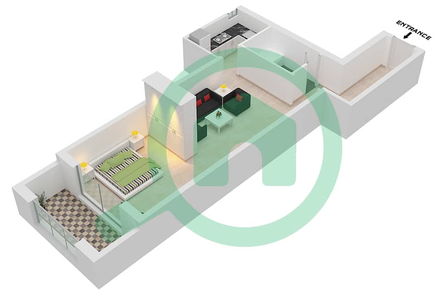 المخططات الطابقية لتصميم الوحدة 7 FLOOR 1 شقة استوديو - البرج الاسباني Floor 1 interactive3D