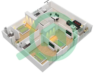Джей Ар Резиденс 2 - Апартамент 3 Cпальни планировка Единица измерения 1