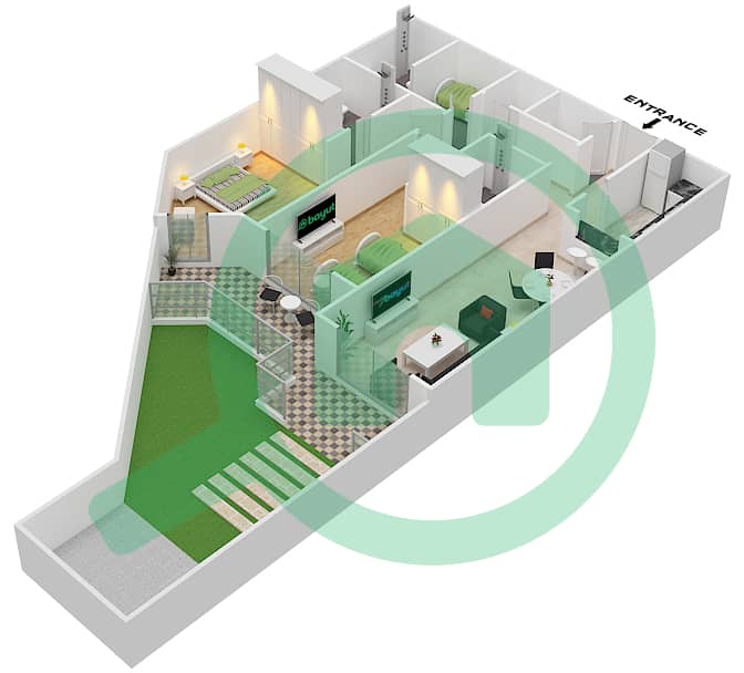 Plazzo Residence - 2 Bedroom Apartment Type 28 Floor plan interactive3D