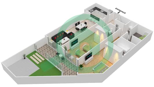 المخططات الطابقية لتصميم النموذج 31 شقة 2 غرفة نوم - بلازو ريزيدنس