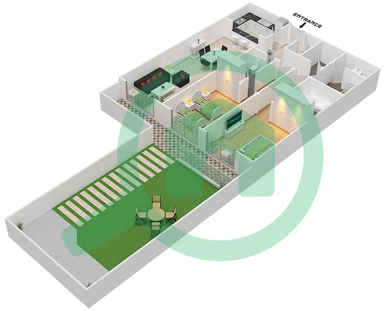 Plazzo Residence - 2 Bedroom Apartment Type 30 Floor plan interactive3D