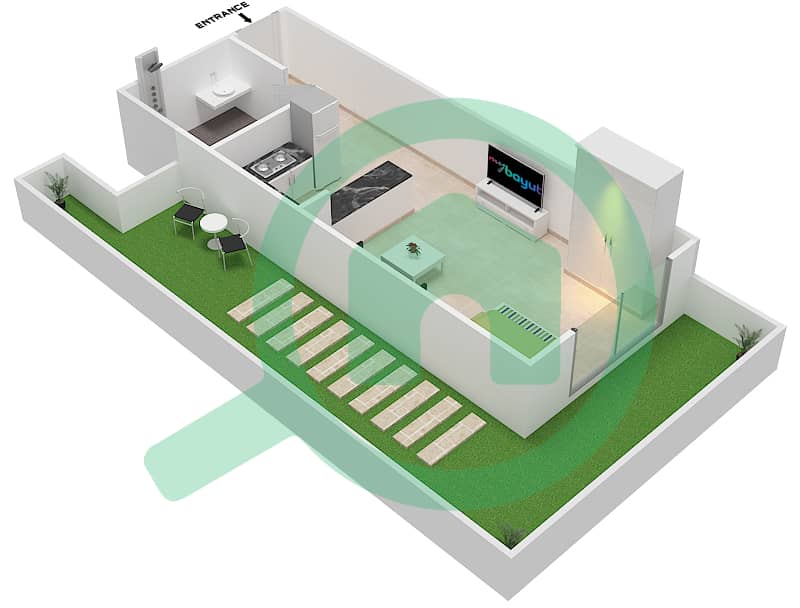 Plazzo Residence - Studio Apartment Type 7 Floor plan interactive3D