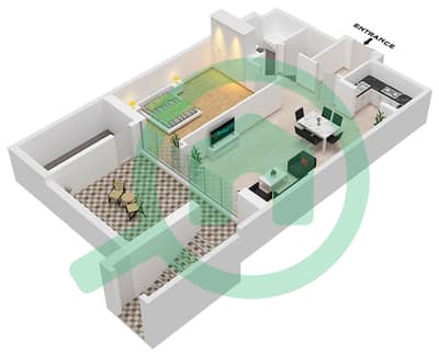 المخططات الطابقية لتصميم النموذج ATF شقة 1 غرفة نوم - الزينة B