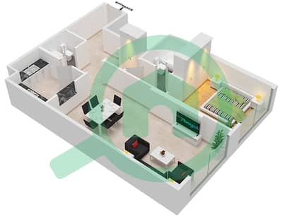 المخططات الطابقية لتصميم النموذج / الوحدة A1 / 01 FLOOR 1 شقة 1 غرفة نوم - برمودا فيوز