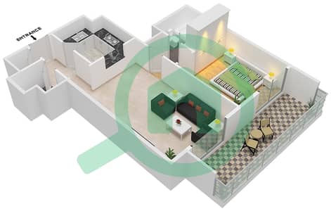 المخططات الطابقية لتصميم النموذج / الوحدة A2 / 02 FLOOR 1 شقة 1 غرفة نوم - برمودا فيوز