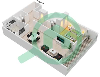 المخططات الطابقية لتصميم النموذج / الوحدة B4 / 09 FLOOR 2 شقة 1 غرفة نوم - برمودا فيوز