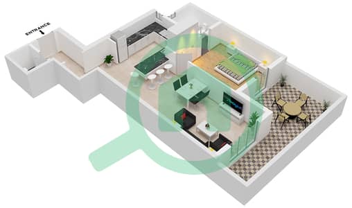 المخططات الطابقية لتصميم الوحدة 12 FLOOR 3 شقة 1 غرفة نوم - البرج الاسباني