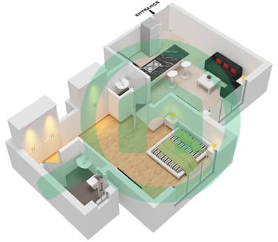 المخططات الطابقية لتصميم الوحدة 3 FLOOR 4 شقة 1 غرفة نوم - البرج الاسباني