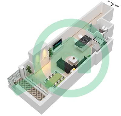 المخططات الطابقية لتصميم الوحدة 11 FLOOR 4 شقة استوديو - البرج الاسباني