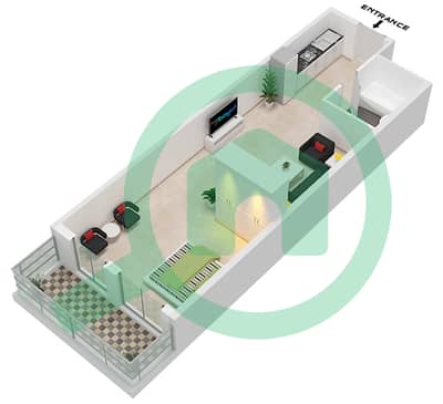 Spanish Tower - Studio Apartment Unit 12 FLOOR 4 Floor plan