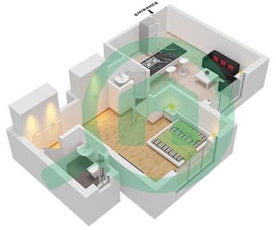 المخططات الطابقية لتصميم الوحدة 16 FLOOR 4 شقة 1 غرفة نوم - البرج الاسباني