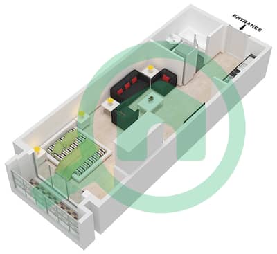 المخططات الطابقية لتصميم الوحدة 6 FLOOR 5 شقة استوديو - البرج الاسباني