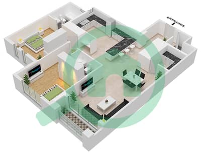 Spanish Tower - 2 Bedroom Apartment Unit 6 FLOOR 6-8 Floor plan