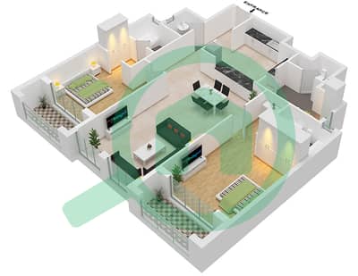 Spanish Tower - 2 Bedroom Apartment Unit 7 FLOOR 6-9 Floor plan