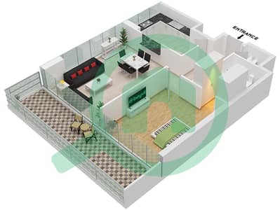 المخططات الطابقية لتصميم النموذج C شقة 1 غرفة نوم - ويندسور مينور
