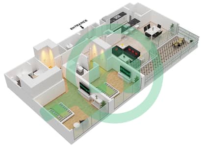 المخططات الطابقية لتصميم الوحدة 3 FLOOR 10,11 شقة 2 غرفة نوم - مساكن فيدا 1