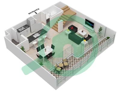 المخططات الطابقية لتصميم الوحدة 2 FLOOR 12 شقة 2 غرفة نوم - مساكن فيدا 1