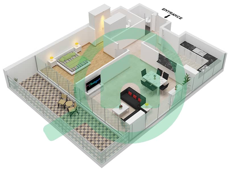 Виндзор Манор - Апартамент 1 Спальня планировка Тип A1 interactive3D