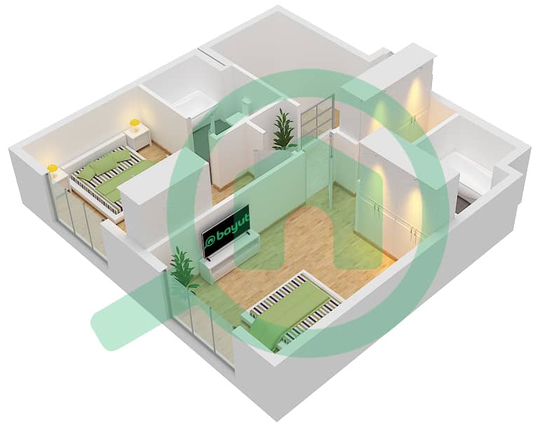 Al Zeina Building B - 2 Bedroom Apartment Type A2 Floor plan Upper Floor G-2 interactive3D