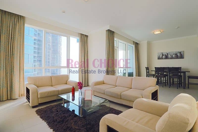 High Floor | 2 BR + Maid Fully Furnished Apartment