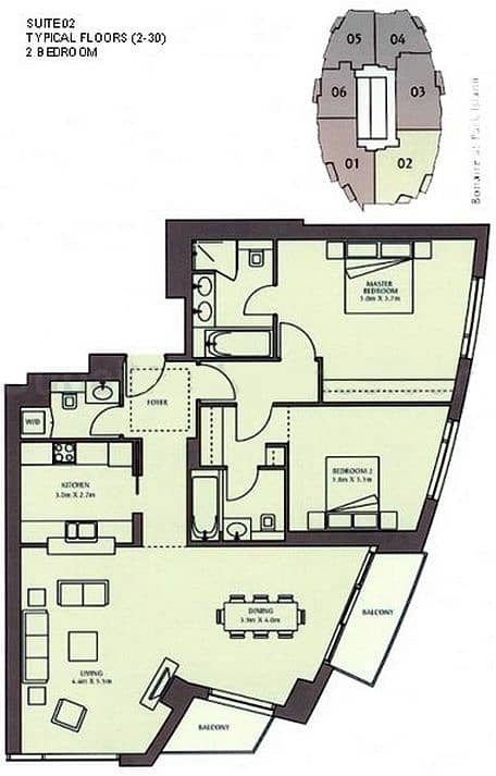 12 Largest Two Bedroom Layout | Marina View