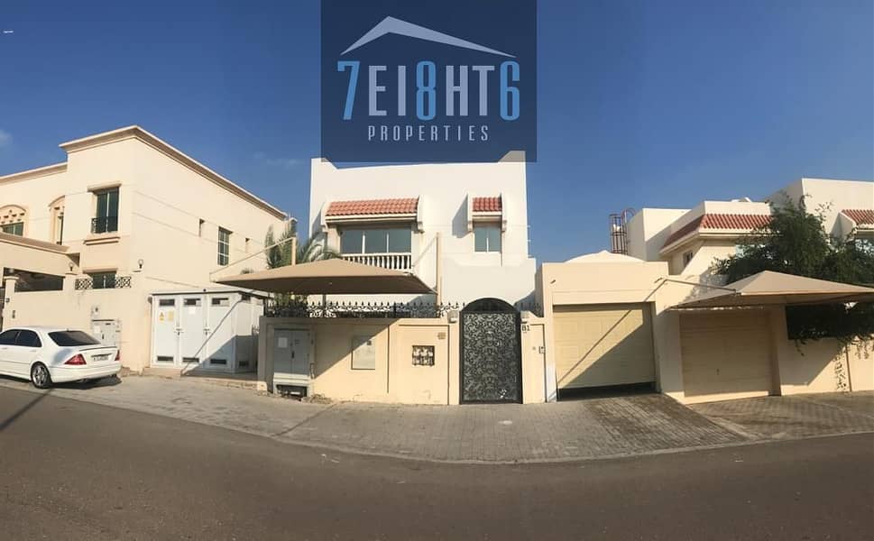 Excellent quality: 4 b/r semi-indep villa + mais room + sharing s/pool + large landscaped garden for rent in Garhoud