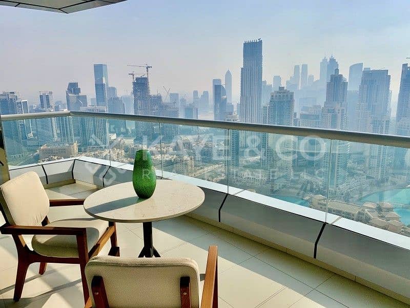 Full Burj and Fountain View | Balcony | Furnished