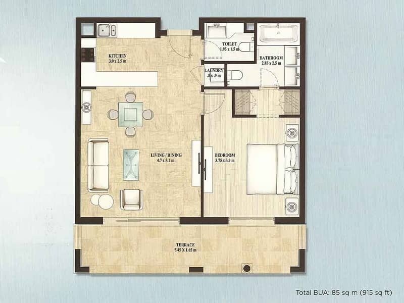 15 One Bed | Large Balcony | Plaza Facing