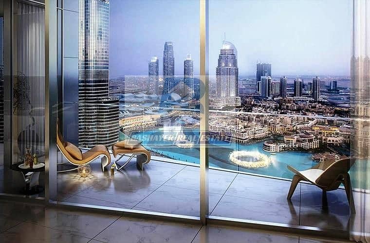 10 Luxurious. Half floor- Facing Burj Khalifa & Fountain - Top World Class- DLD waived- 5 Years Payment Plan