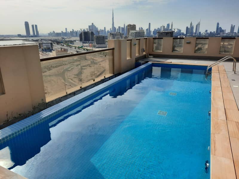 1month free!Spacious 1bhk with big hall open kitchen nice veiw only in 35k al jaddaf creek
