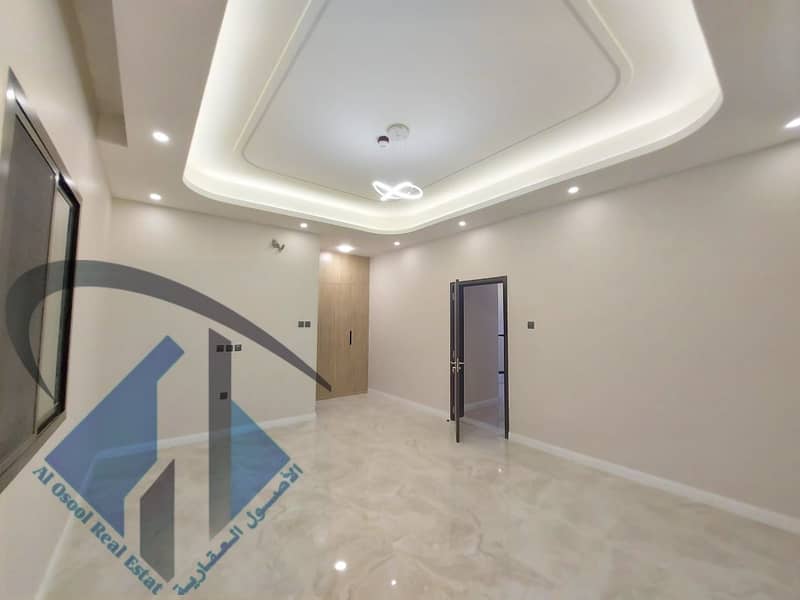 New villa, the first inhabitant, for rent with air conditioners, in the Emirate of Ajman, in the Al Zahia area, on Mohammed bin Zayed Street, a great