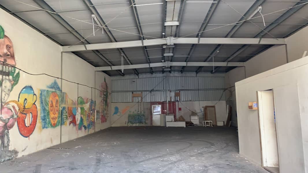 Al Quoz 3,500 sq. Ft warehouse insulated with high ceiling and a built in office and toilet