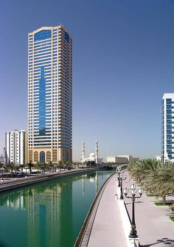 For rent a two-bedroom apartment and a hall in Al Noor Tower (Al majaz) Sharjah