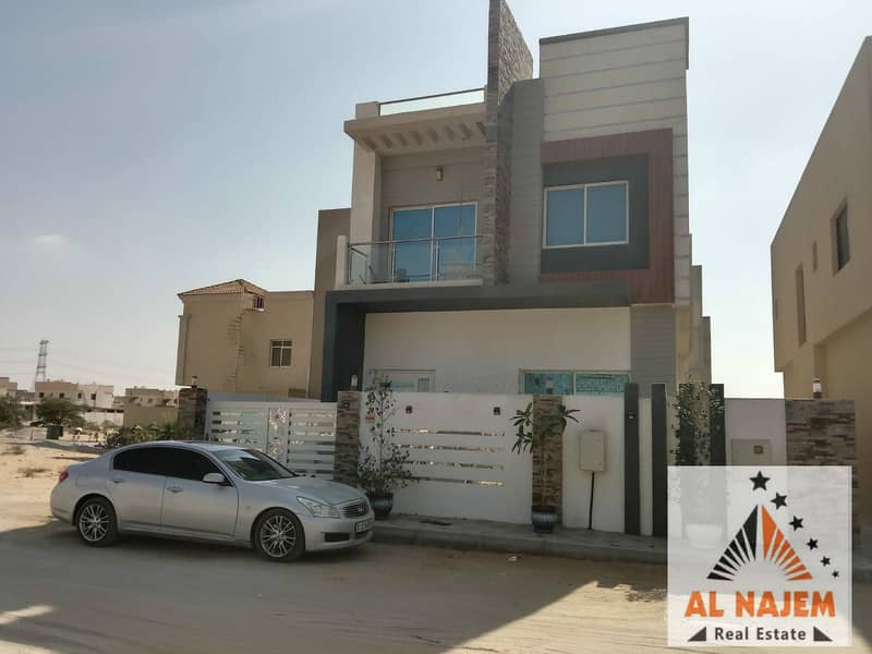Selling a new villa at an attractive price and a snapshot without down payment in the Al Helio area in Ajman, very close to the permanent street, with