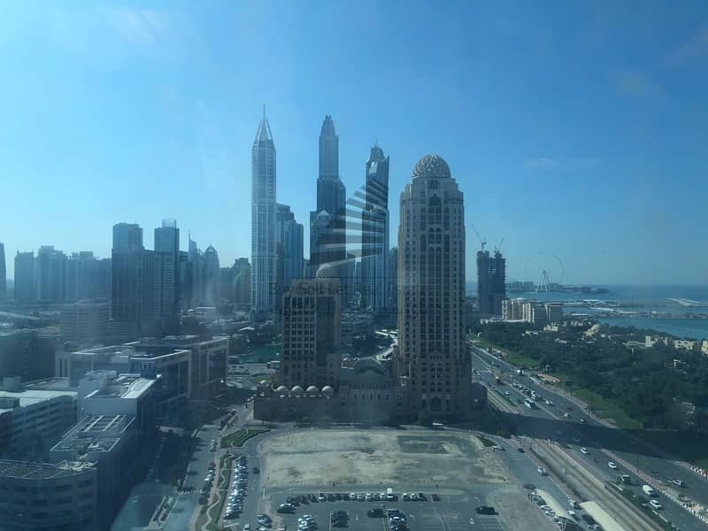 DUBAI MARINA VIEW SPACIOUS FITTED OFFICE APPROCHABLE / HIGH MAINTAINED BUILDING+ VIEW OF BURJ AL ARAB/CONCORD TOWER