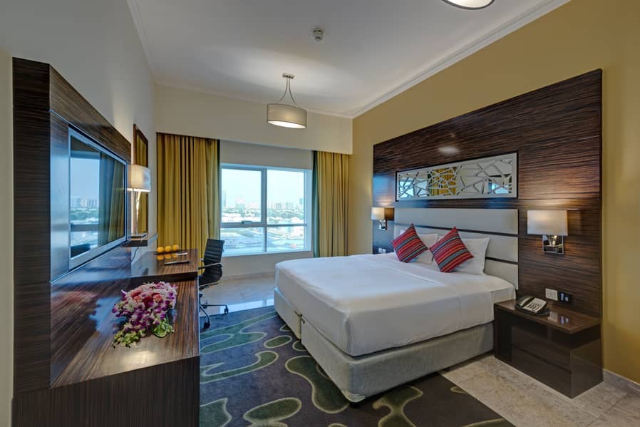 Monthly Rates are available for two bedroom starting from AED 7499 – at the 5 star Ghaya Grand Hotel