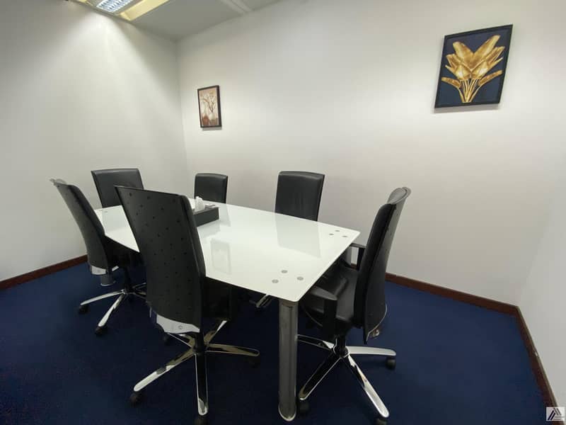 16 Furnished Office / No Commission / Free DEWA and Internet with conference room facility