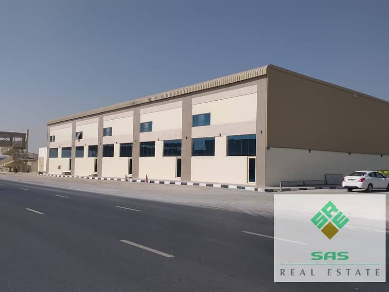 60-KW POWER  BRAND NEW WAREHOUSES +Mezzanine insulated, with OFFICE, Pantry and Washroom at Jabal Ali Industrial First.