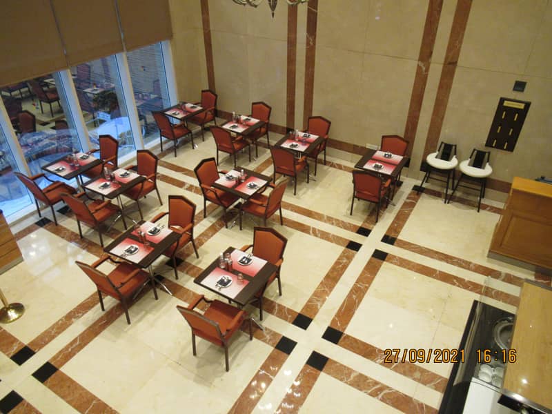 1800 sq ft fitted restaurant available in a 4 star premium hotel with liquour|No indian cuisine|Rent Dhs 600k p/a.