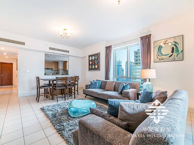 Full Marina View 3 Bedrooms Fully Furnished Apartment for Monthly Rental in Mesk tower Dubai Marina