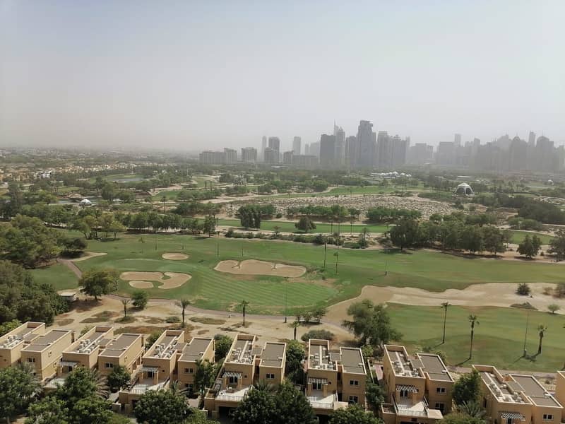 Emaar link west twoer in greens , 2 b/r with 100%  golf course view , balcony