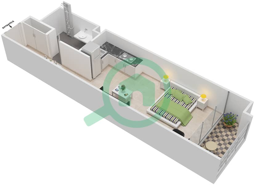 社区 - 单身公寓类型／单位120-320/FLOOR 1戶型图 Floor 1 interactive3D