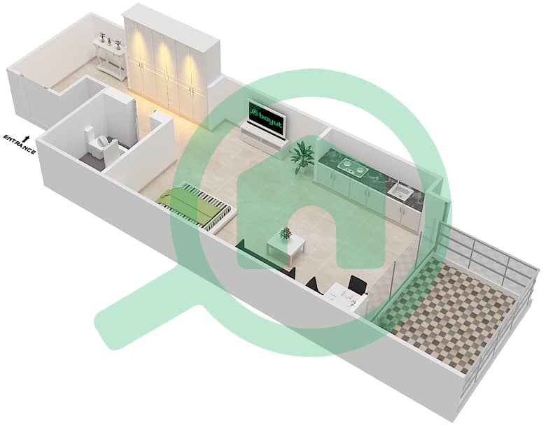 玛雅3号楼 - 单身公寓类型S8戶型图 interactive3D